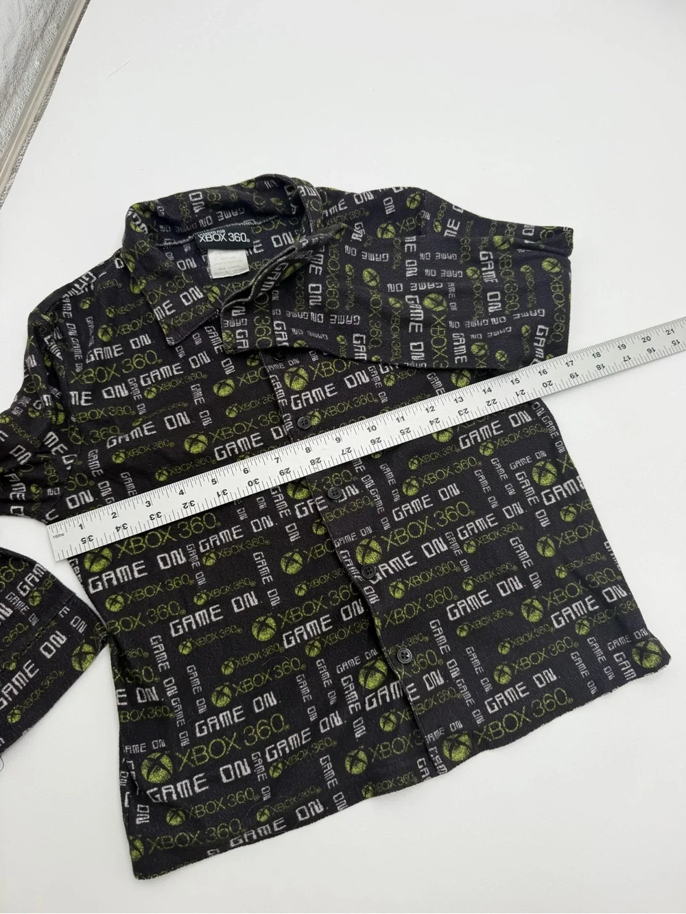 Rare Vintage Xbox 360 Kids Pajama Shirt Black Green Gamer Fleece Y2K
